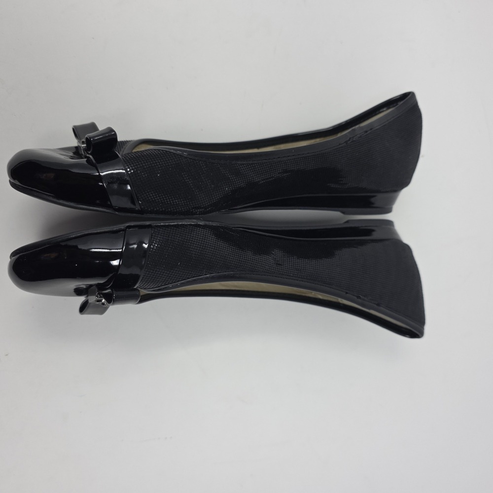 Anne Klein Tarly2 Flats Womens 8M Black Patent Bow iFlex Dress Shoes Ballet - Picture 4 of 7